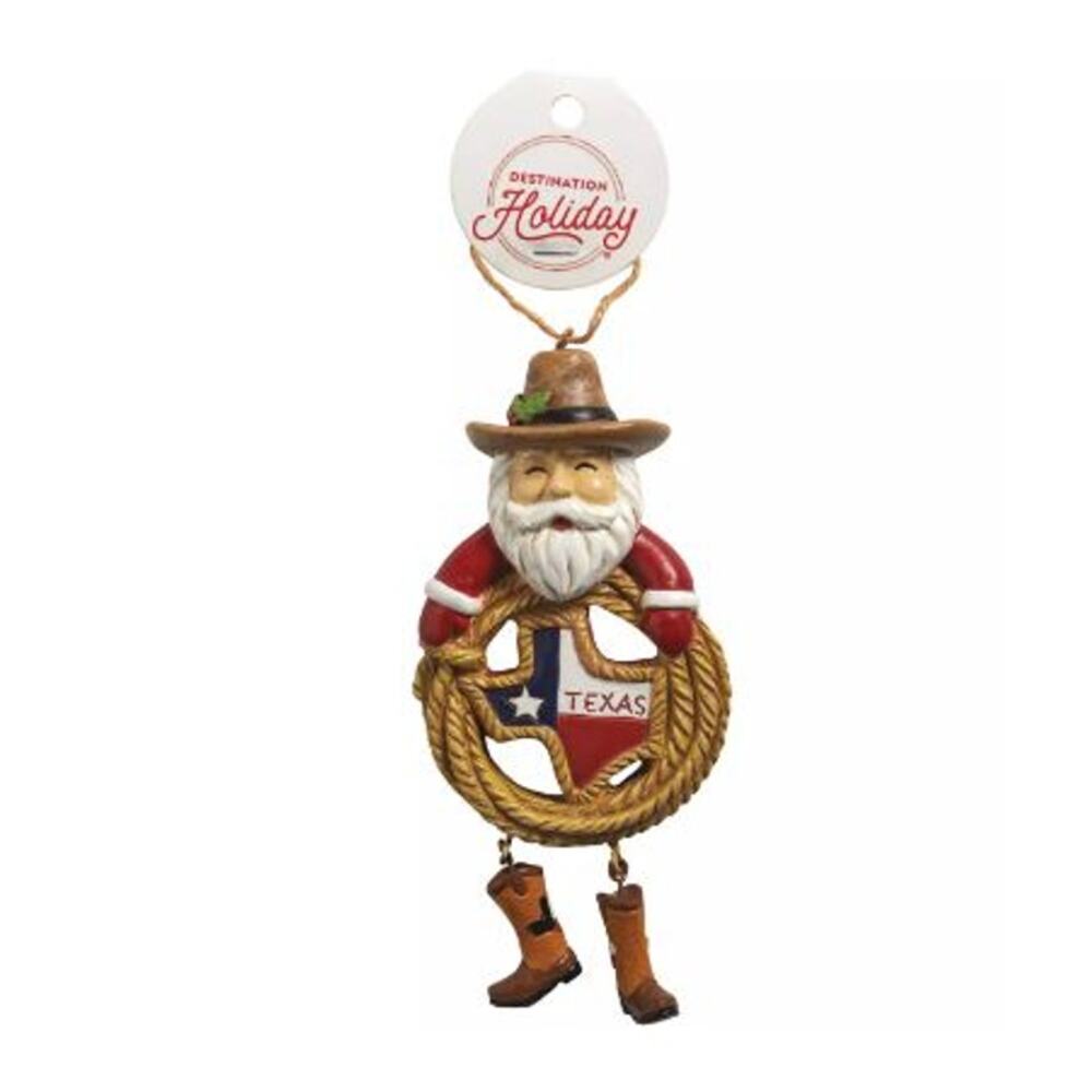 Destination Holiday Cowboy Santa Lasso Christmas Ornament